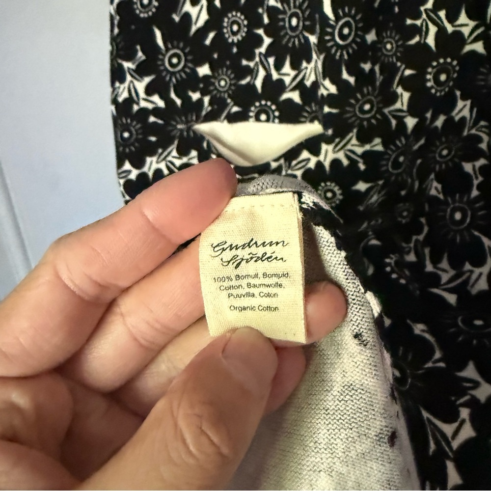 GUDRUN SJODEN black white floral organic cotton scoop crew sleeveless mini dress - Picture 7 of 7